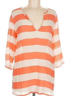 J. Crew Orange and White Striped Swim Coverup